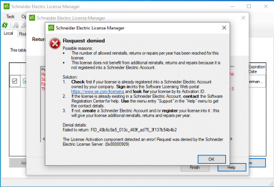 Nombre de retour/activation licence limité
